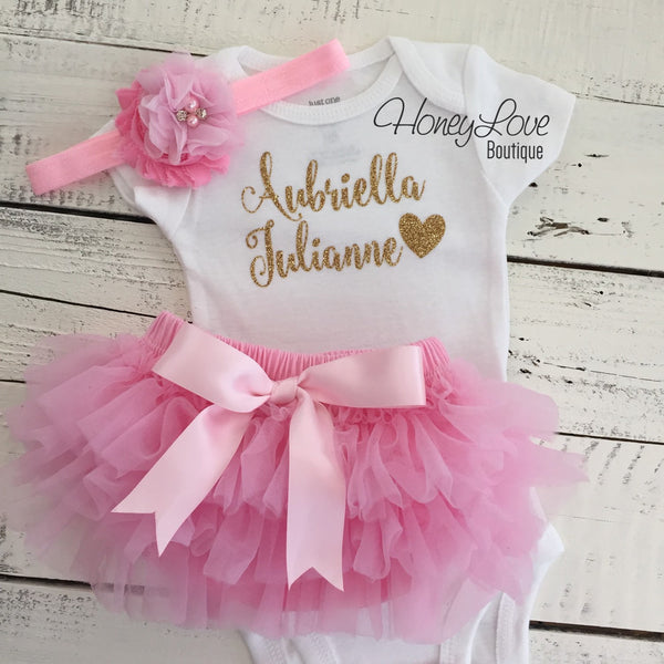 PERSONALIZED Name Outfit - Gold Glitter and Brown main image 0