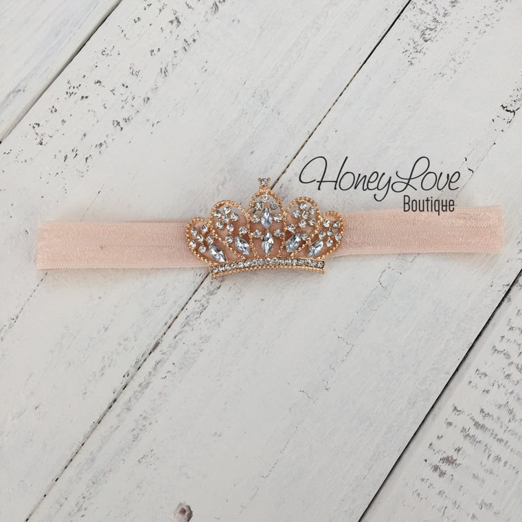 Peach Princess Tiara headband - HoneyLoveBoutique