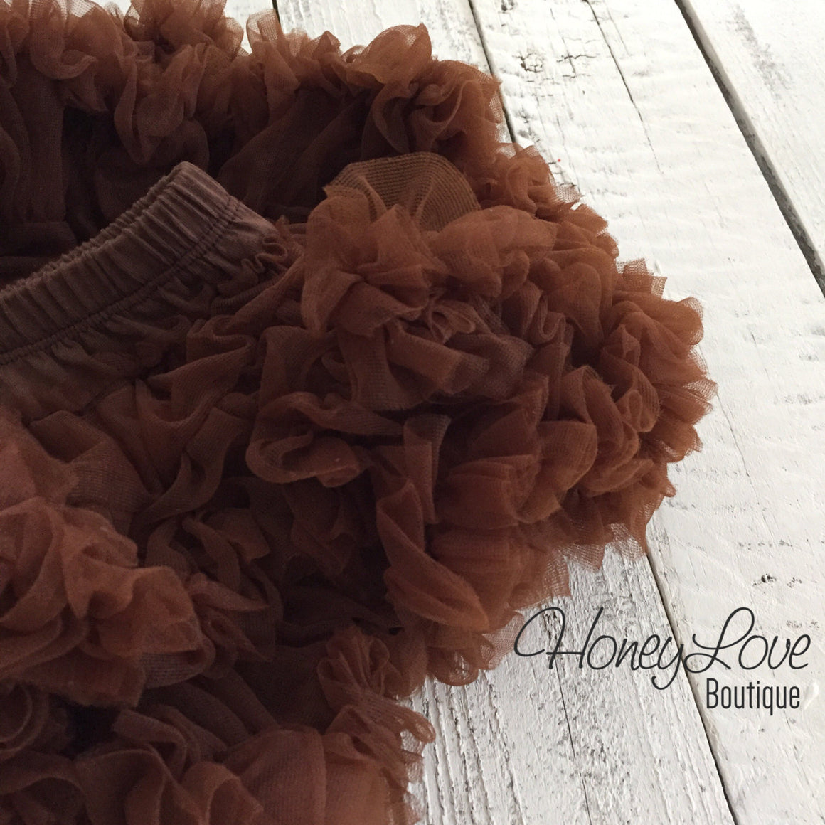 Brown Pettiskirt - embellished brown shabby flower - HoneyLoveBoutique