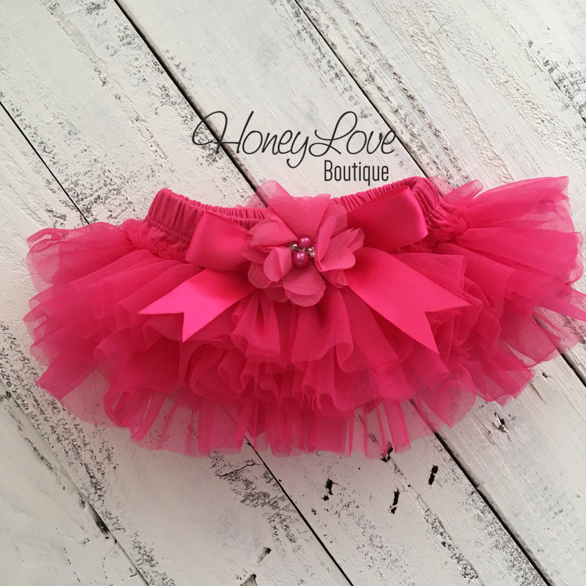 Watermelon/Hot Pink tutu skirt bloomers - embellished bloomer - HoneyLoveBoutique
