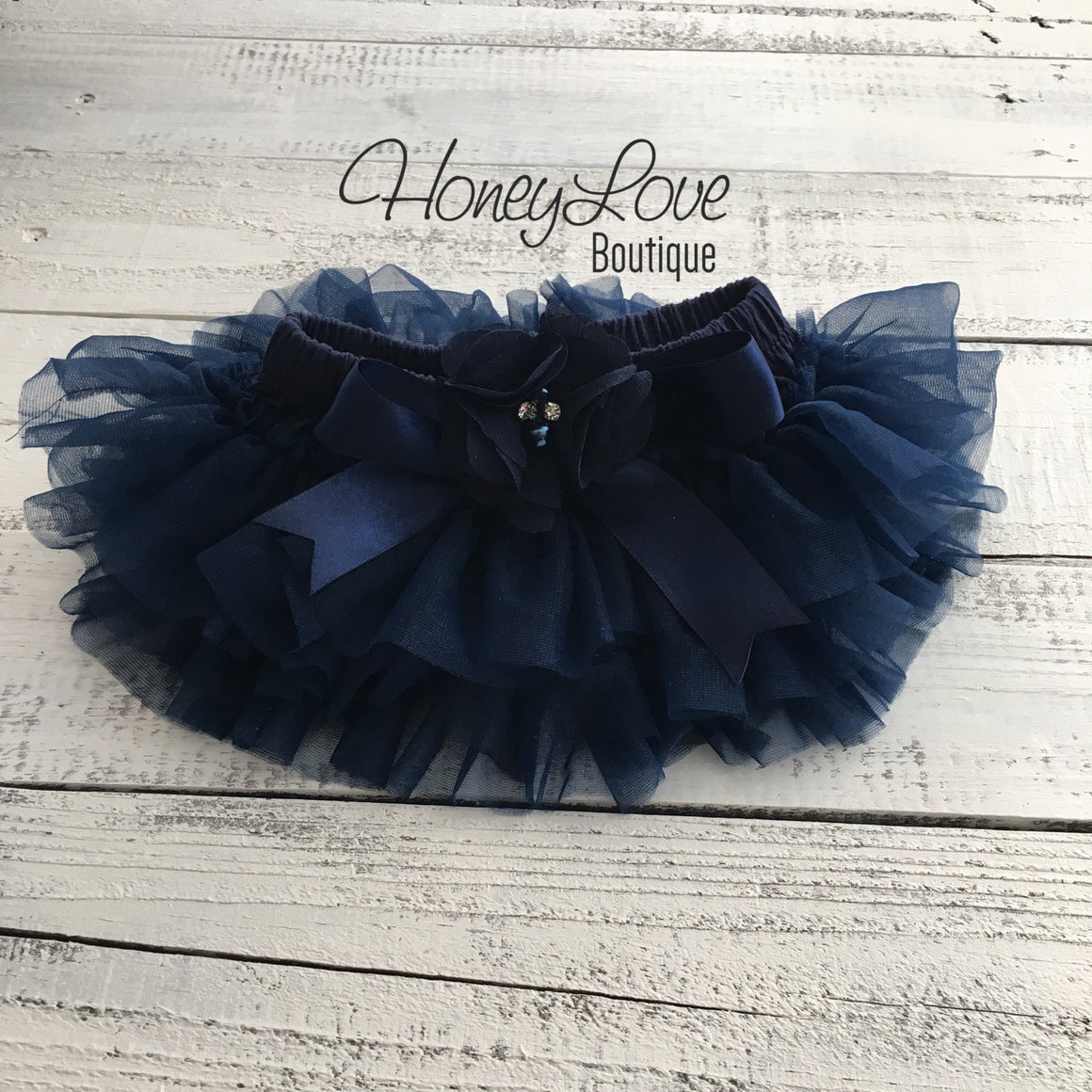 PERSONALIZED Name inside Heart - Gold glitter and Navy Blue - embellished tutu skirt bloomers - HoneyLoveBoutique
