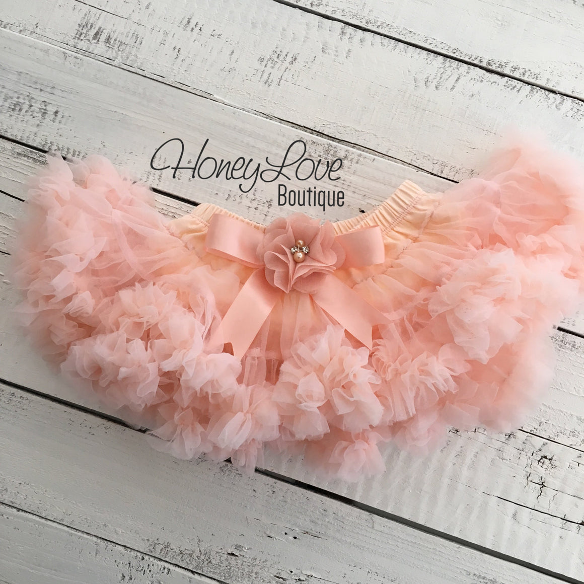 PERSONALIZED Name Outfit - Gold Glitter and Peach Pettiskirt - embellished pettiskirt - HoneyLoveBoutique