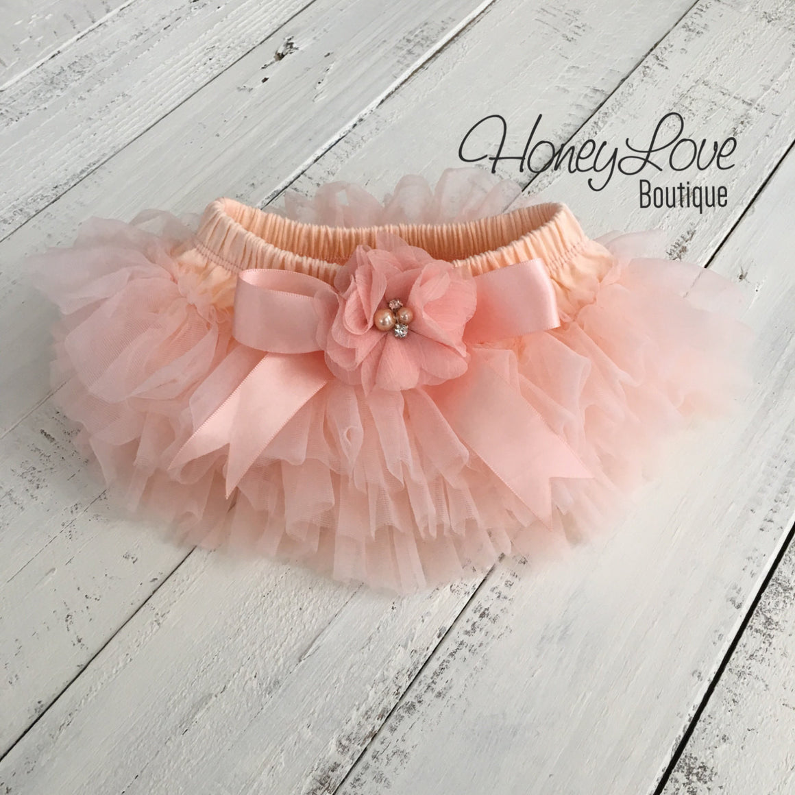 Peach tutu skirt bloomers - Embellished bloomers - HoneyLoveBoutique
