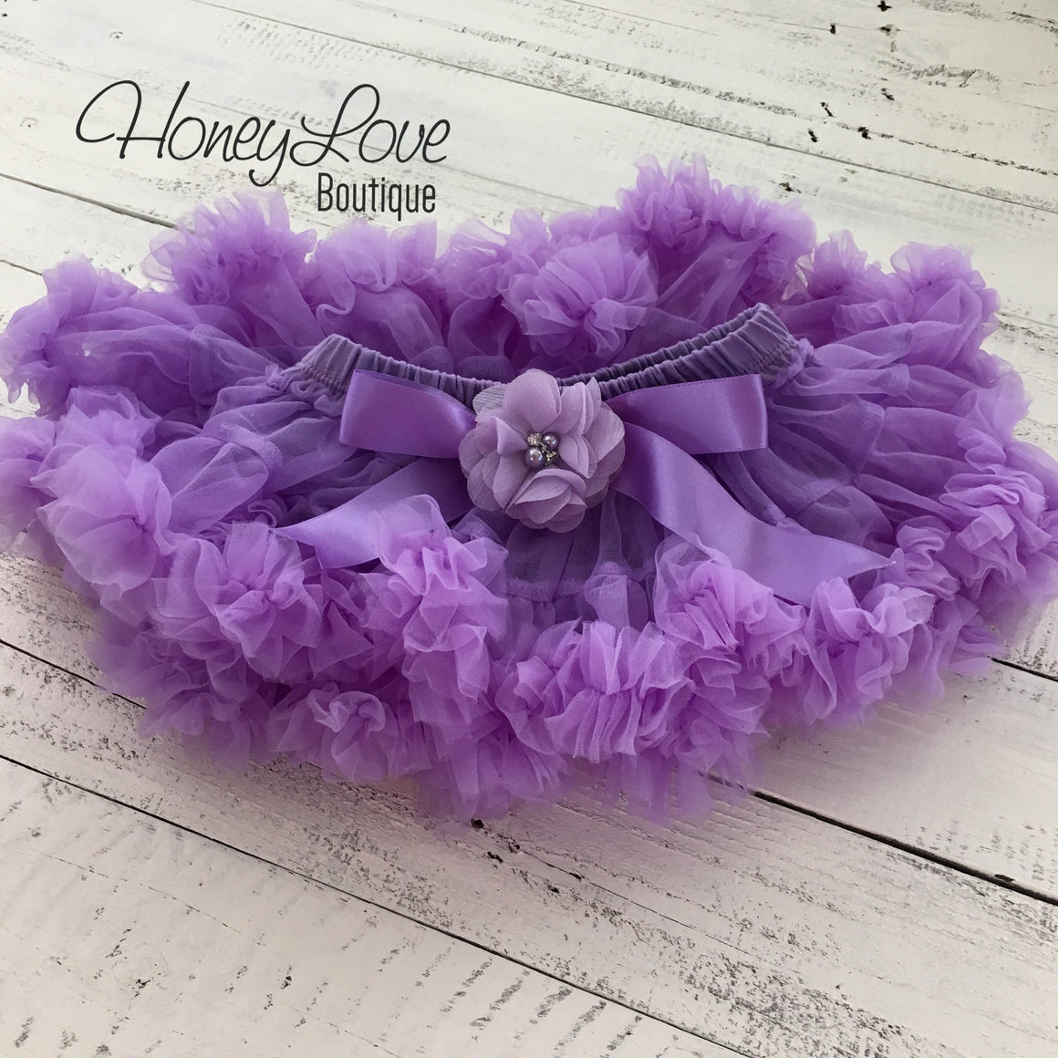 Lavender Purple Pettiskirt - embellished flower - HoneyLoveBoutique