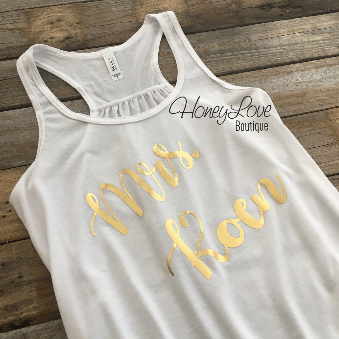 PERSONALIZED Mrs. Last Name flowy tank - Gold foil - HoneyLoveBoutique