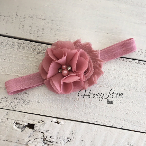 Vintage Pink ruffle bottom bloomers and headband - embellished bloomer ...