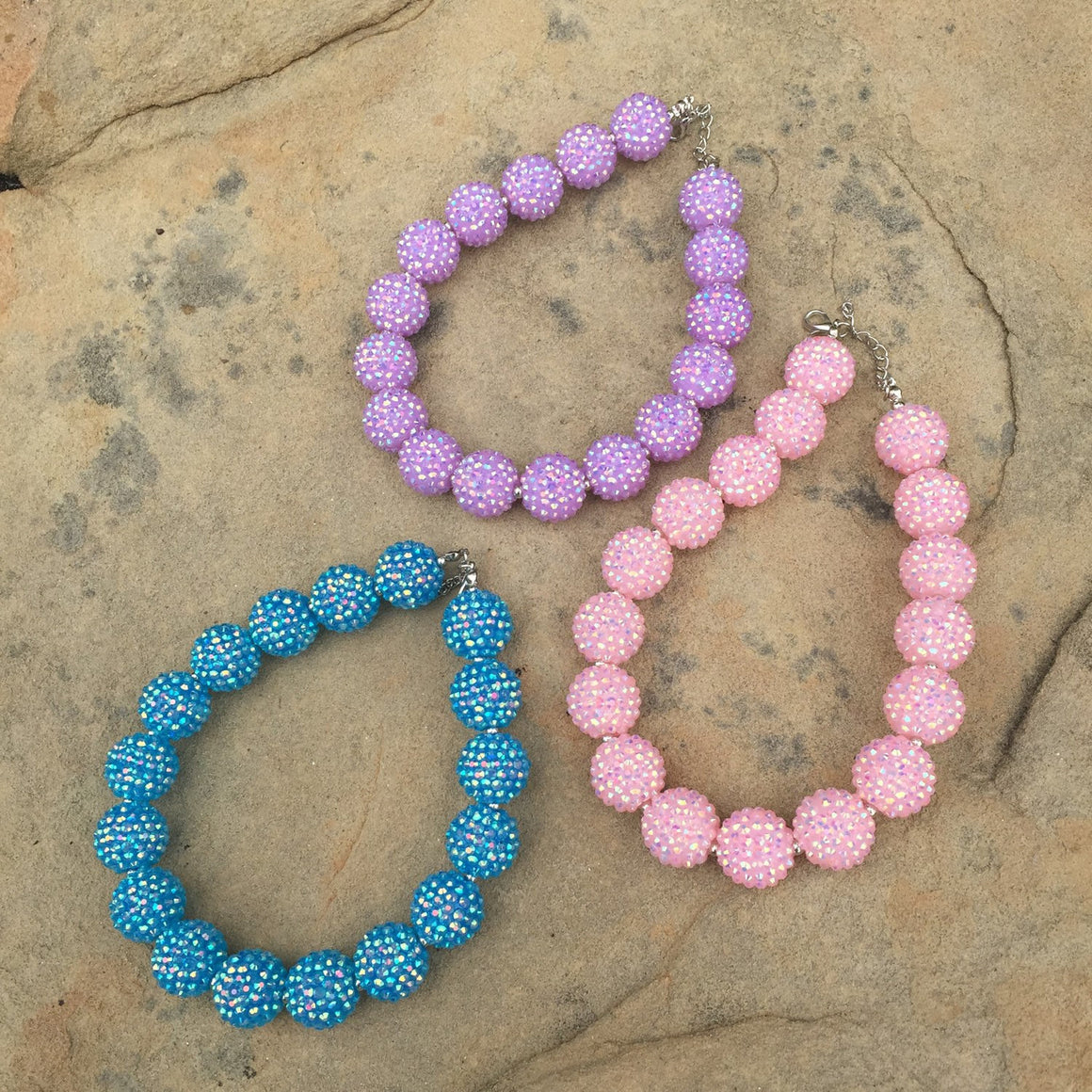 SALE!! Chunky Beaded Necklace - Pink, Lavender Purple, Blue - HoneyLoveBoutique