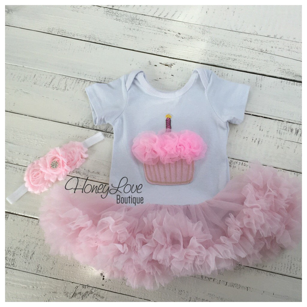 Cupcake Tutu Dress and matching rhinestone headband - Pink - HoneyLoveBoutique Cupcake Tutu Dress and matching rhinestone headband - Pink - HoneyLoveBoutique