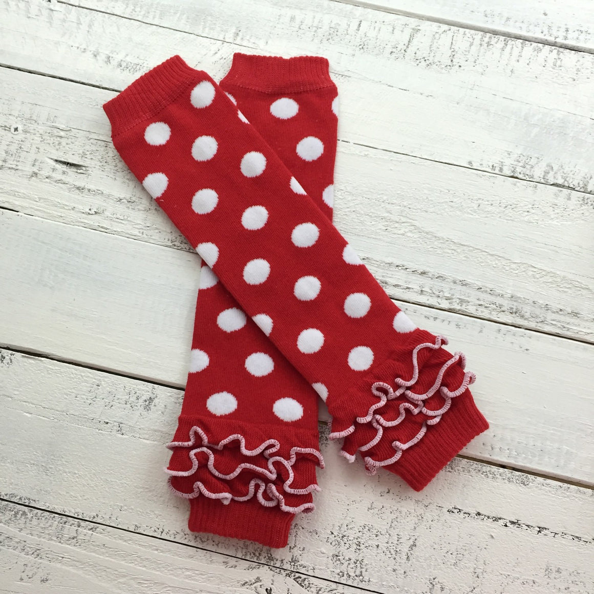 Red and White Polka Dot leg warmers and choice of headband - HoneyLoveBoutique