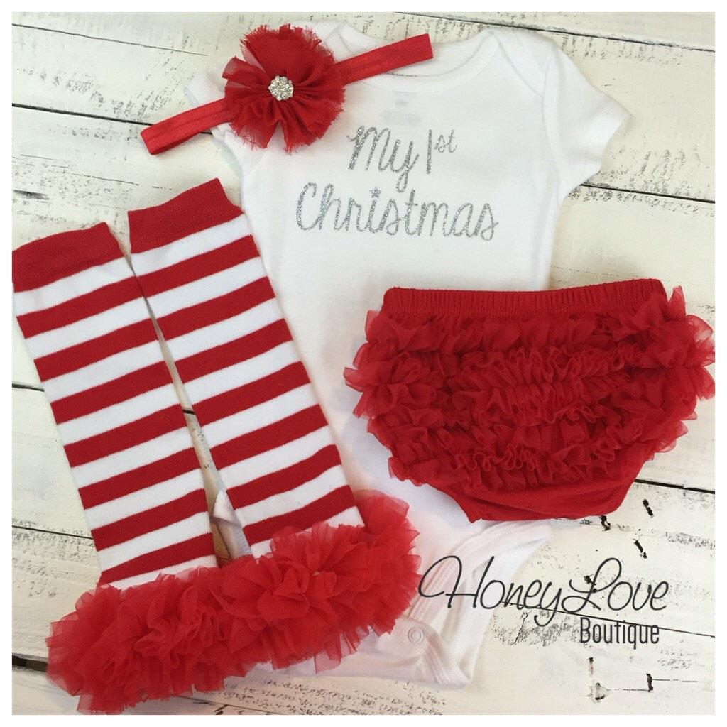 My 1st Christmas 4 Piece Set - Silver or Gold - HoneyLoveBoutique My 1st Christmas 4 Piece Set - Silver or Gold - HoneyLoveBoutique