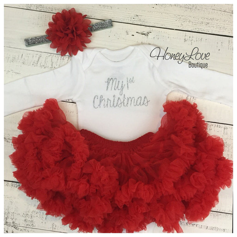 My 1st Christmas Complete Outfit - Silver or Gold - HoneyLoveBoutique