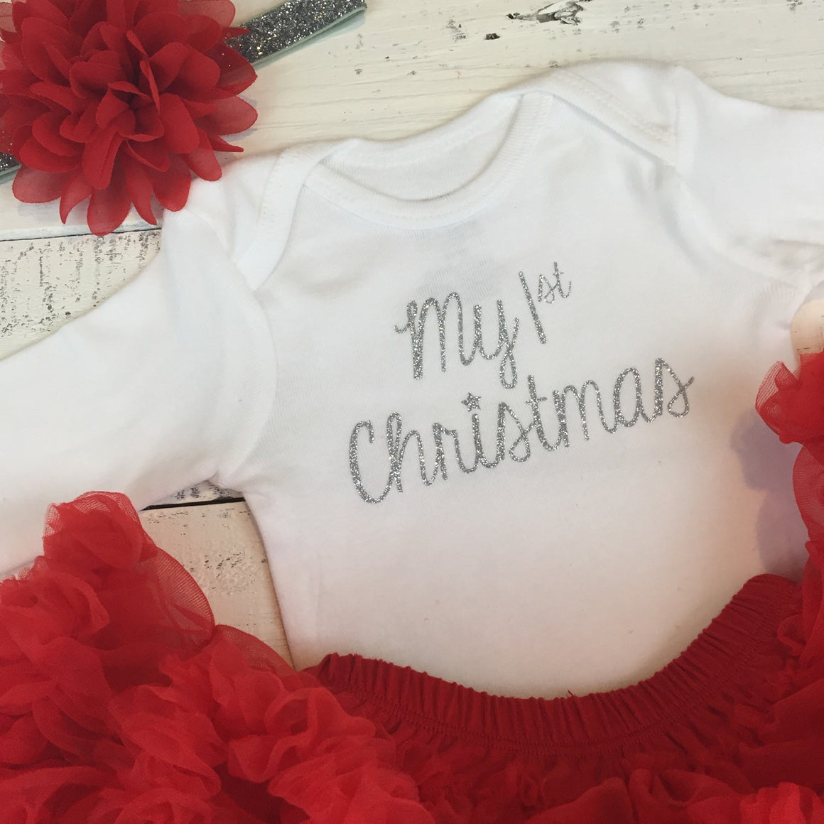 My 1st Christmas Complete Outfit - Silver or Gold - HoneyLoveBoutique