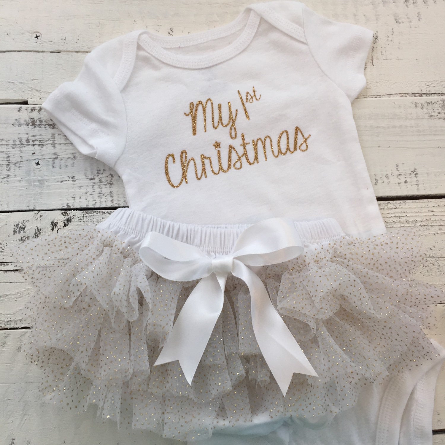 My 1st Christmas 4 piece Set - White, Gold and Red - HoneyLoveBoutique My 1st Christmas 4 piece Set - White, Gold and Red - HoneyLoveBoutique