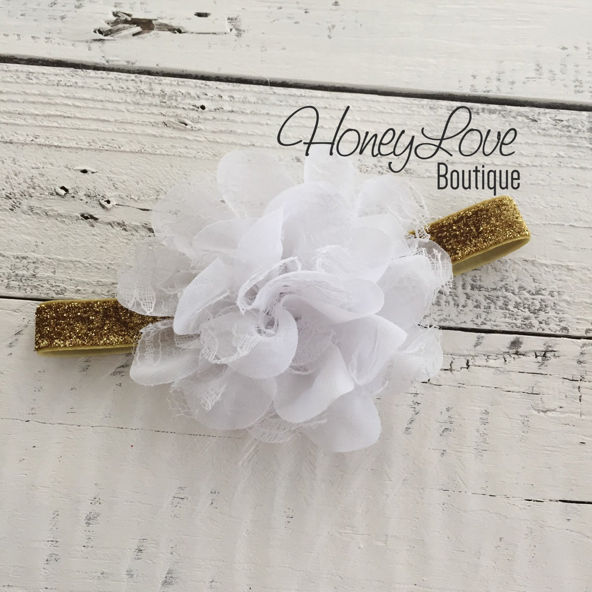 Red White or Blue Lace Layered Flower - Silver/Gold headband - HoneyLoveBoutique