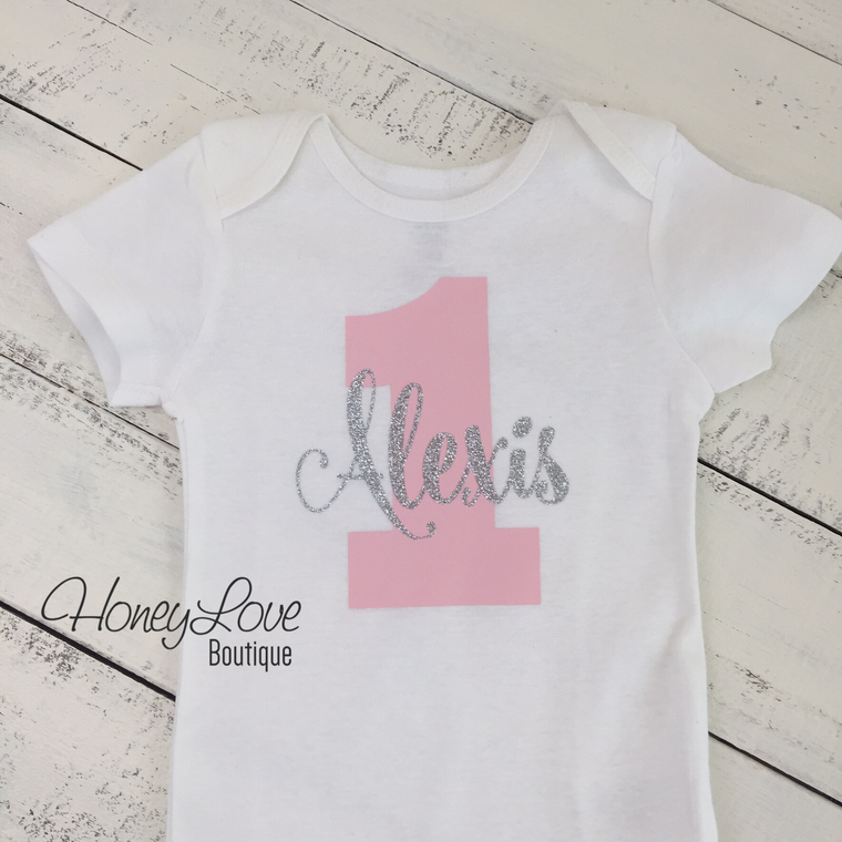Personalised 2nd Birthday Baby Girl Long Sleeve Bodysuit – Glitter Pink, 100% Cotton